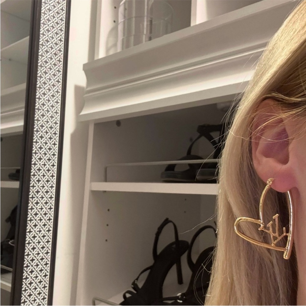 Louis Vuitton Gold Heart Hoop Earrings